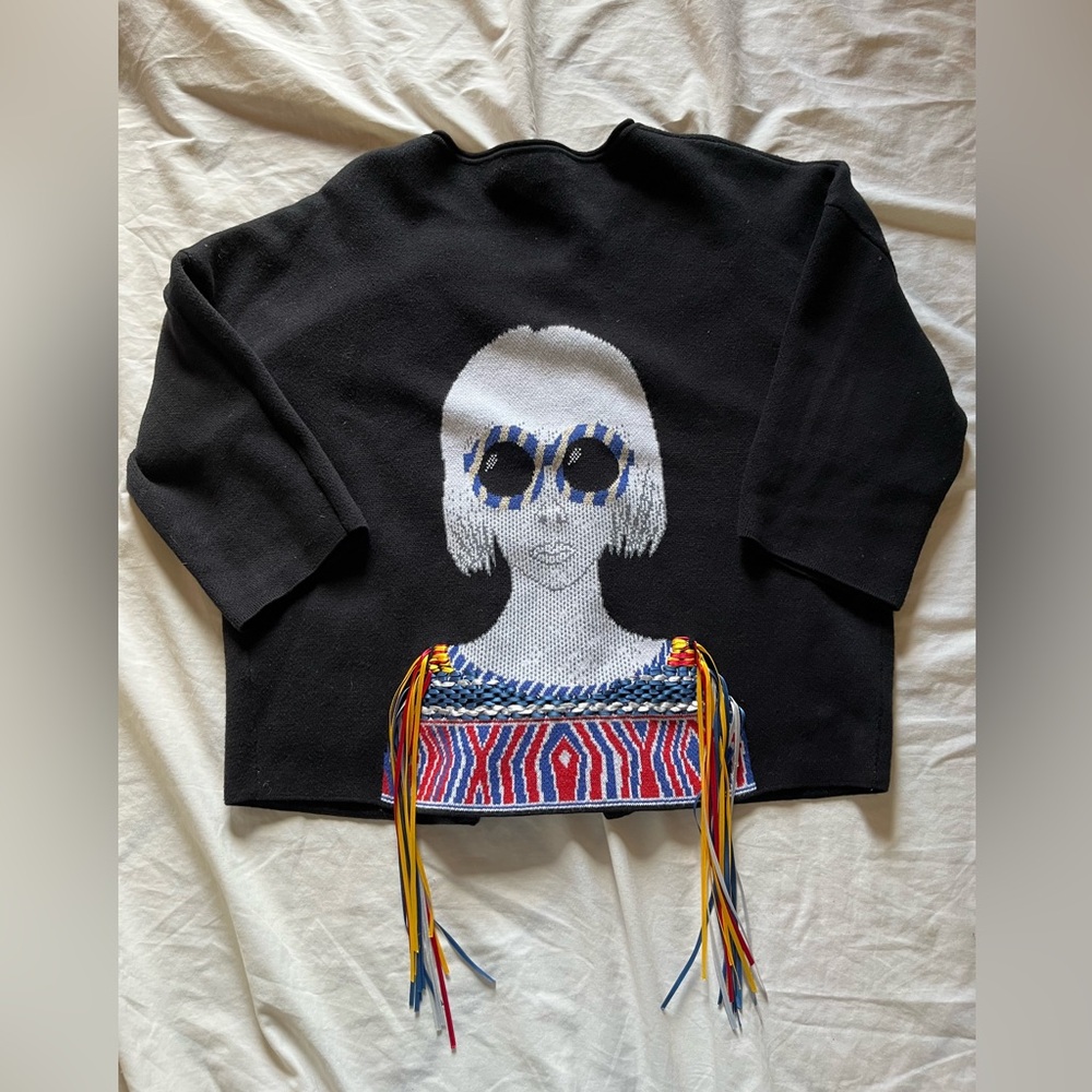 Ledin Women’s Open Front Bolero Sweater W/ Face SZ M